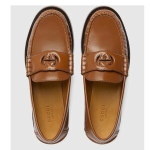 Gucci Tan Leather Horsebit Loafers